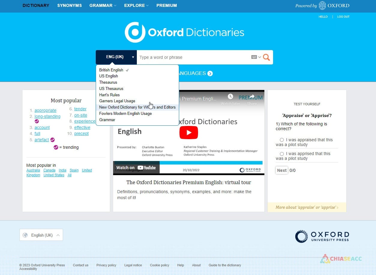 từ điển Oxford Dictionaries Premium online (5)