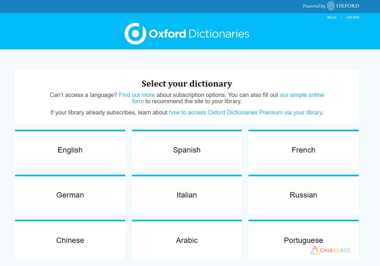từ điển Oxford Dictionaries Premium online 9 ngôn ngữ